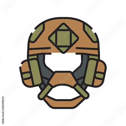 helmet black line icon. Vector isolated element