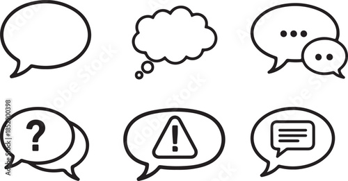 Minimalist Outline Speech Bubble Icon Vector for Chat and Communication Design