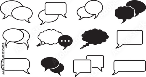 Minimalist Outline Speech Bubble Icon Vector for Chat and Communication Design