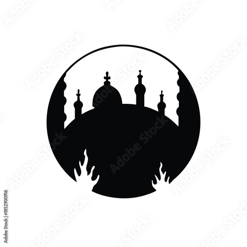 Mosque Silhouette Icon for Islamic Culture