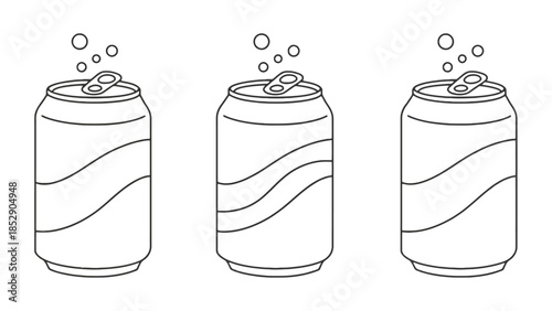 Three open soda cans with bubbles rising from them.