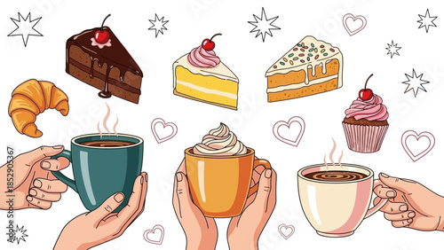 Sweet Delights Coffee, Cake, and Croissants for a Cozy Break