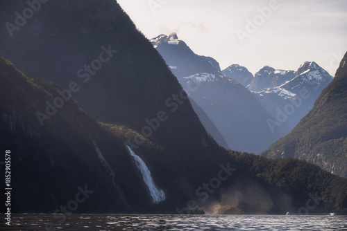 Milford Sound Fjord in Fiordland National Park at sunrise, South Island, New Zealand