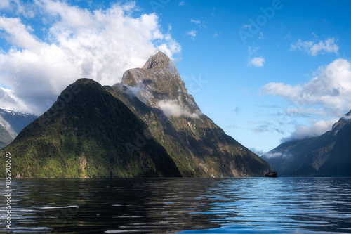 Milford Sound Fjord in Fiordland National Park at sunrise, South Island, New Zealand
