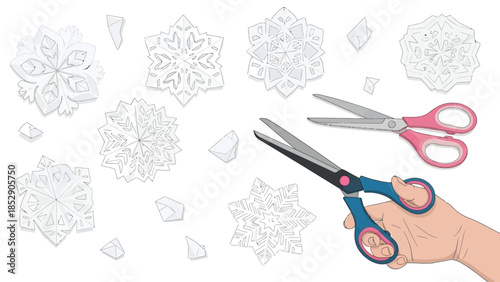 Crafting intricate paper snowflakes with scissors a creative winter activity