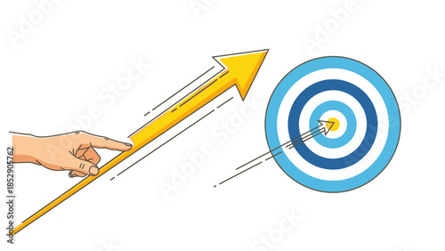 An illustration depicting a hand pointing an arrow towards a target, symbolizing goals.