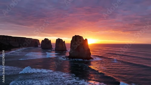 Majestic Coastal Sunset at Twelve Apostles, Australia.