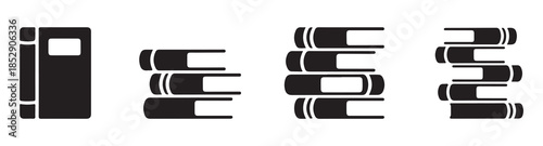 Set of isolated book icons vector. Collection of single book, three books horizontal, three books vertical