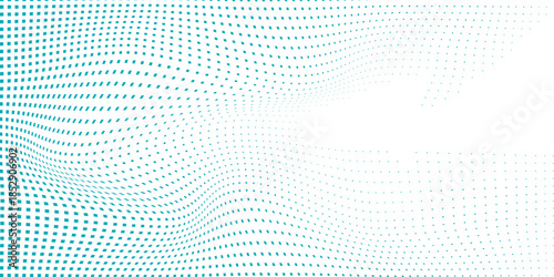 Rectangle Art Gradient Blue Color Halftone Background Staggered Dots Pattern Abstract
