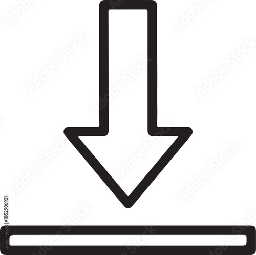 Minimalist Download Icon Vector with Down Arrow and Line Outline