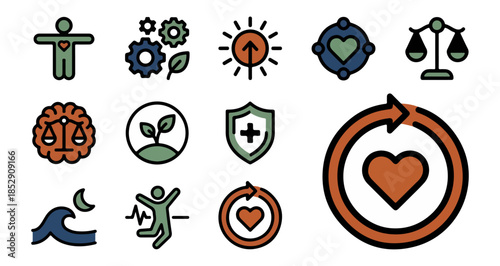 Health and wellness icons for design and illustration