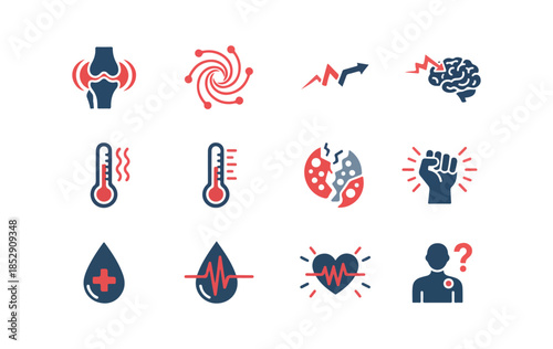 Health and wellness icons representing heart protection and healthy living