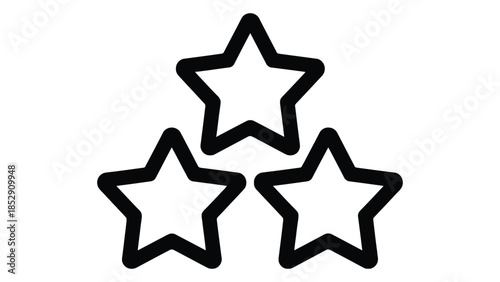 Three outline stars are arranged in a triangular formation on a white background.