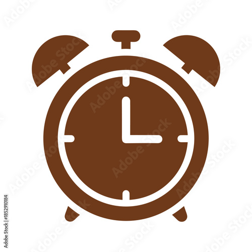 Brown alarm clock icon on white background