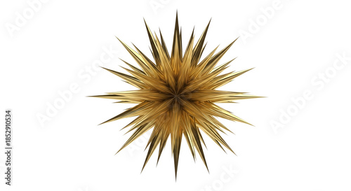 Golden starburst decoration isolated on transparent background