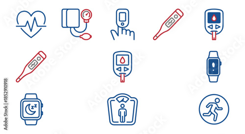 Medical icons health monitoring equipment and devices