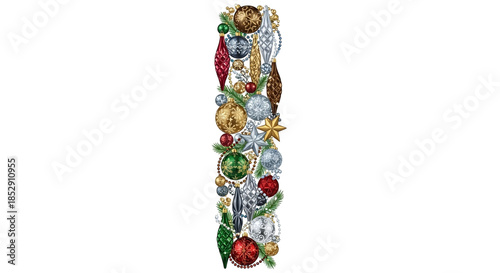 Elegant holiday ornament bracelet isolated on transparent background