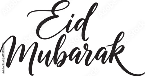 Eid mubarak greeting card with elegant black calligraphy