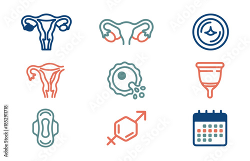Medical icons reproductive health female and male symbols educational vector set