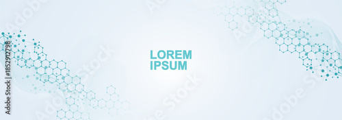 Structure molecule and communication Dna, atom, neurons. Science concept for your design. Connected lines with dots. Medical, technology, chemistry, science background. illustration.