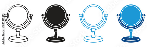 Magnifying mirror icon Set Multiple Style Collection. Vector illustration.