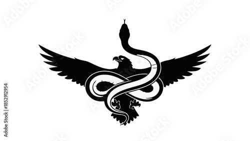 Symbol of eagle and snake entwined, representing power and duality