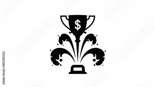 Trophy with dollar sign symbolizing financial success and achievement