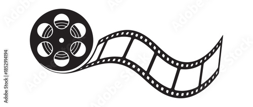 Film reel and filmstrip element design isolated on white background symbol of cinematography industry