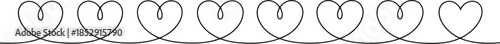 A perfectly aligned row of numerous connected heart shapes is depicted by a single flowing line