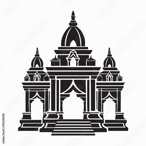 Buddhist temple Logo vector. Black and white Buddhist temple Logo vector