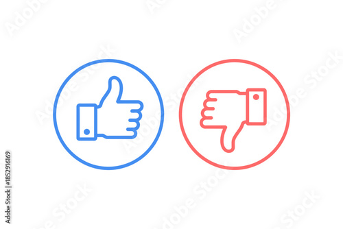 Two icons representing positive and negative feedback, including thumbs up and thumbs down.