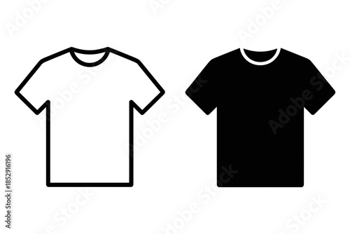 A white t-shirt outline and a solid black t-shirt are shown side-by-side.