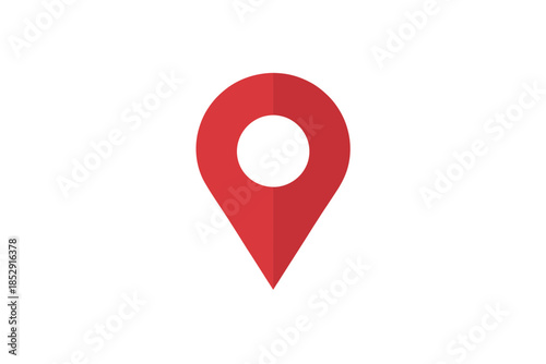 A red location pin icon is shown on a white background.