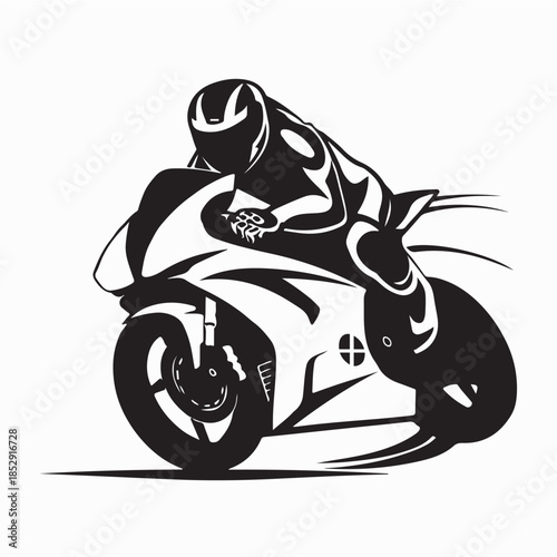 Super Bike Rider Logo Vector Illustration on white Background