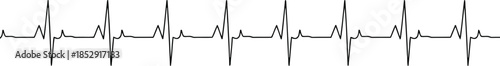 Black continuous line drawing illustrates a normal heartbeat rhythm on a white background monitor