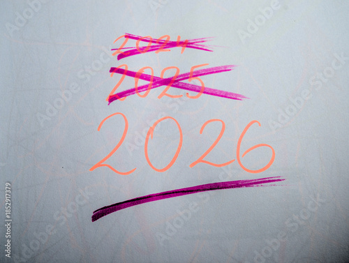 Photo of handwritten 2026 with underline