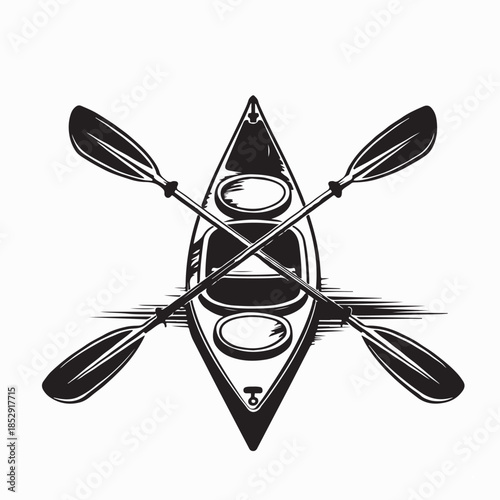 Kayak Paddles Crossed Vector Images Isolated on White Background