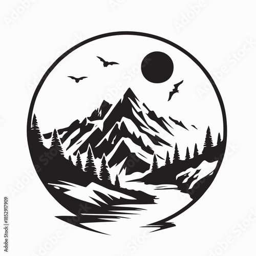 Mountain Outdoor Adventures Logo Designs Vector on White Background