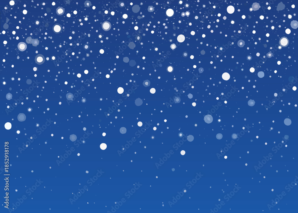 Fototapeta premium A serene blue background with scattered white snowflakes falling gently down