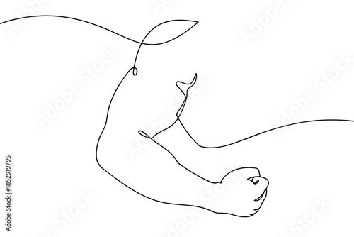 A single, continuous line of muscle in a bodybuilder's arm. Single line drawing Editable stroke.