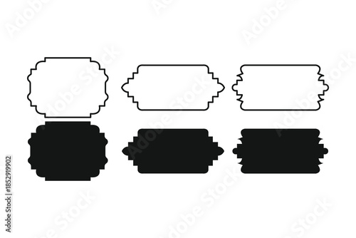 Set of abstract shapes in black and white