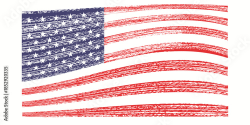 Old grunge vintage dirty faded shabby distressed American US national flag background illustration.