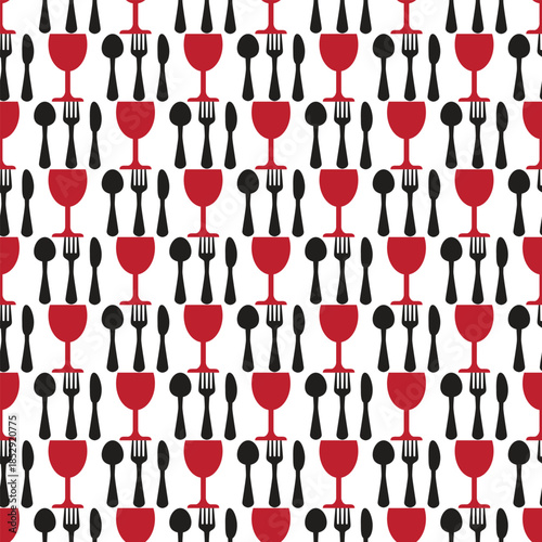 Seamless spoon and cutlery patterns for backgrounds, packaging, textures, fabric patterns, wallpapers, wall decorations for restaurants, cafes and other places to eat
