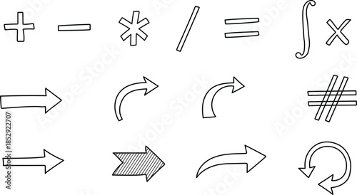 A collection of mathematical symbols and arrows