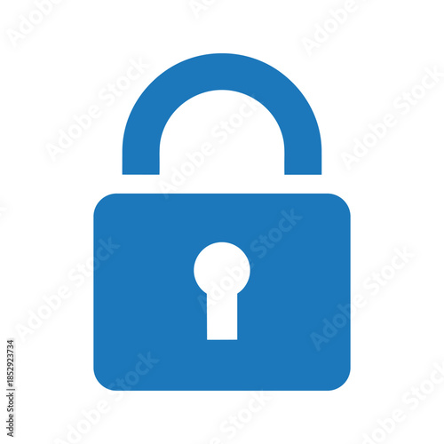 Open blue padlock icon on white background
