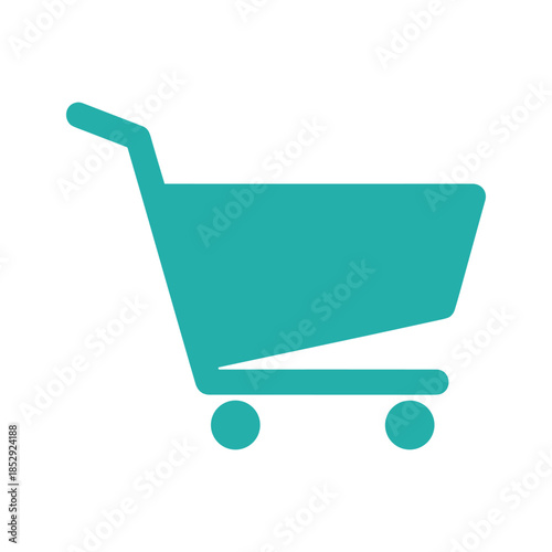 Teal shopping cart icon on white background
