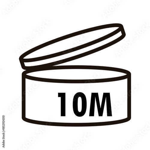 PAO label, Period After Opening PAO label, symbol, icon logo. Cosmetic open period month 1M, 2M, 3M, 4M, 5M, 6M, 7M, 8M, 9M, 10M, 12M, 18M, 24M, 36M, 48M. Cream eu pack label for product packaging