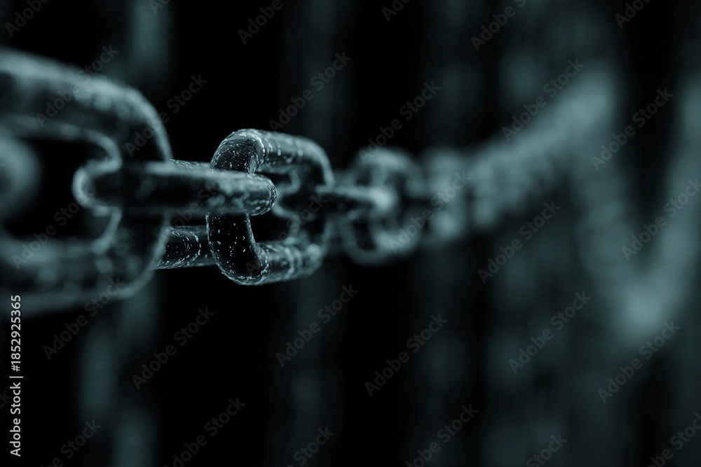 Obraz premium Close view of a metal chain with focus on links