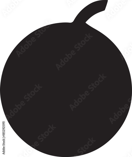 Orange fruit with stem dark silhouette transparent background citrus food healthy snack