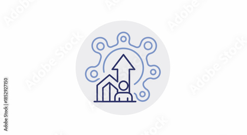 Business growth and personal development line icon with upward arrow.